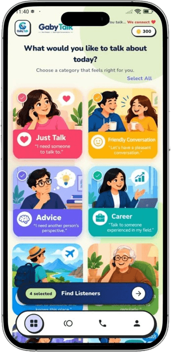 Gaby Talk app home screen